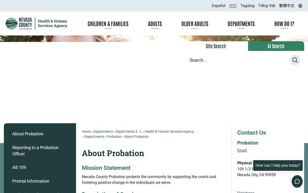 Nevada County Probation Department overview