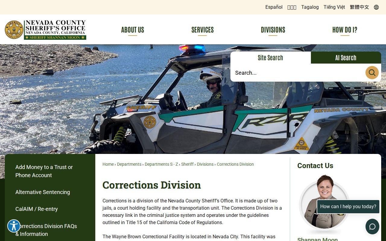 Nevada County Corrections Division overview