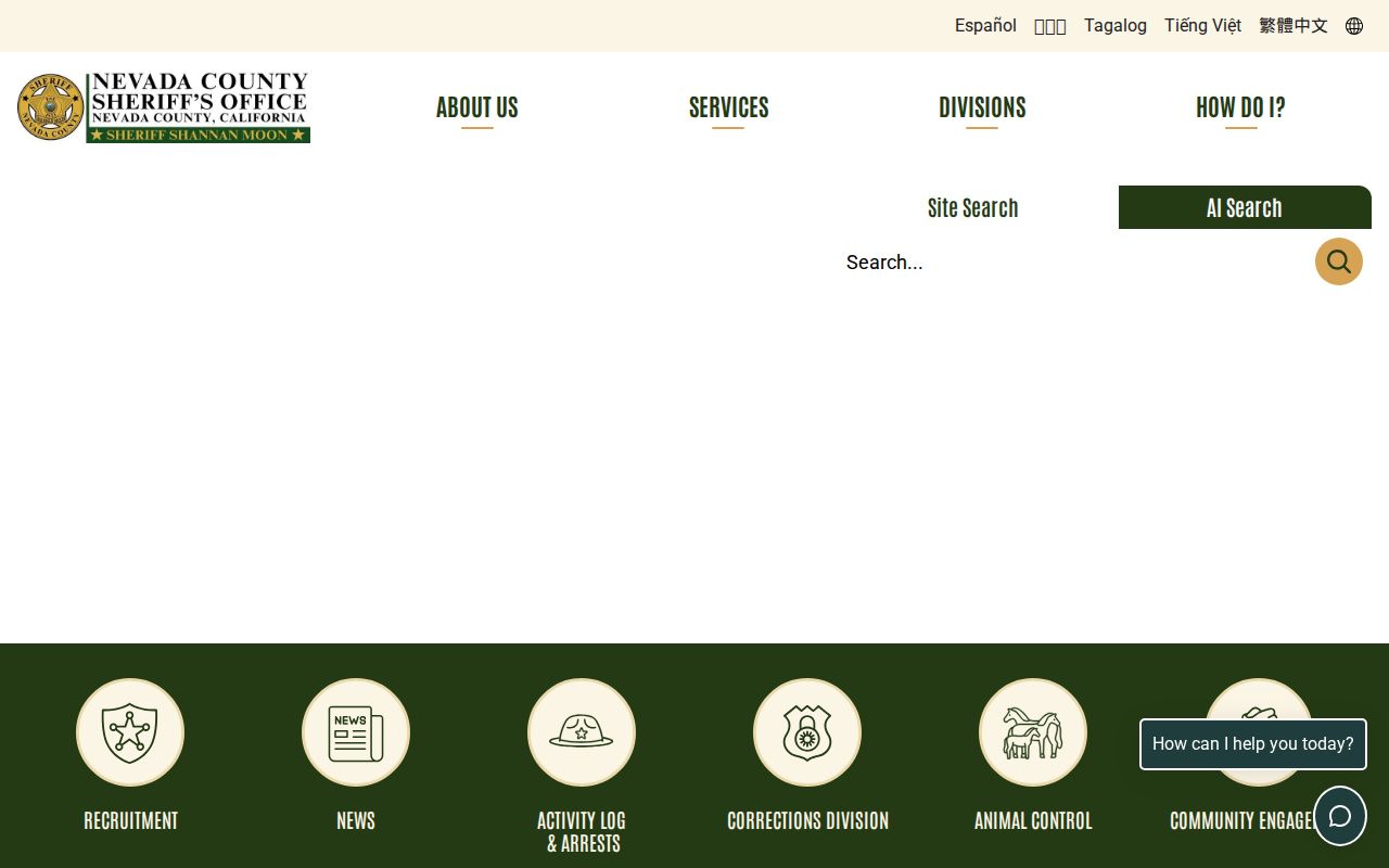 Nevada County Sheriff official website portal