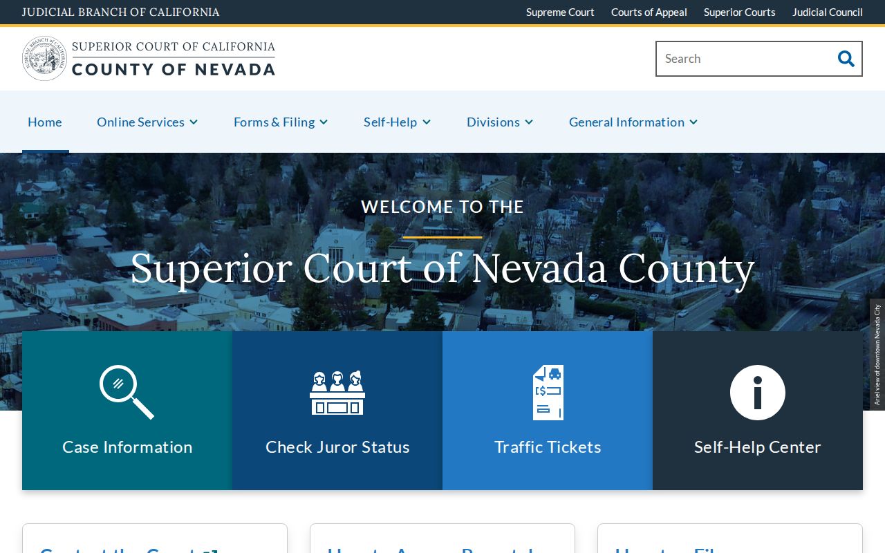 Nevada County criminal court case Superior Court homepage