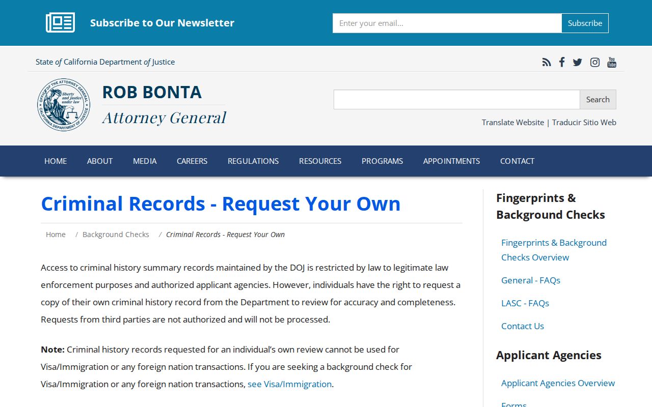 Nevada County criminal history California DOJ record review